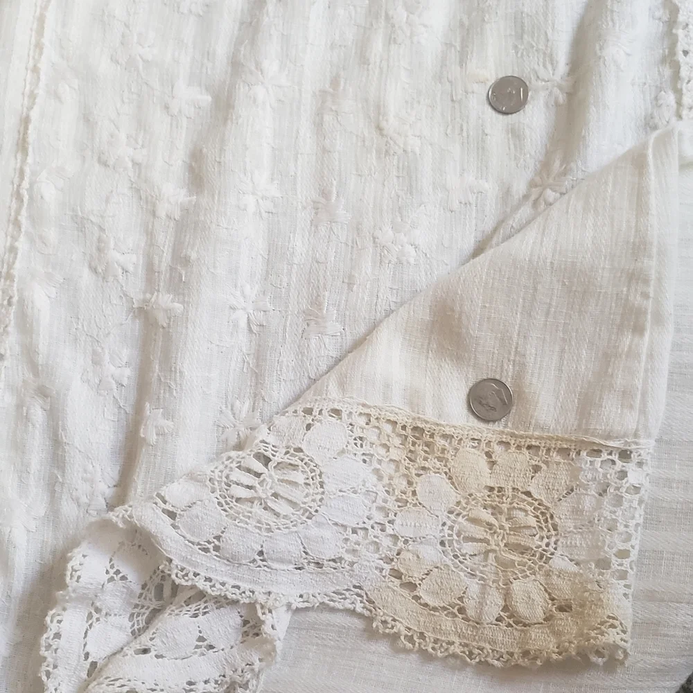 1960s 1970s Vintage White Lace Maxi Dress - Picture 7 of 14